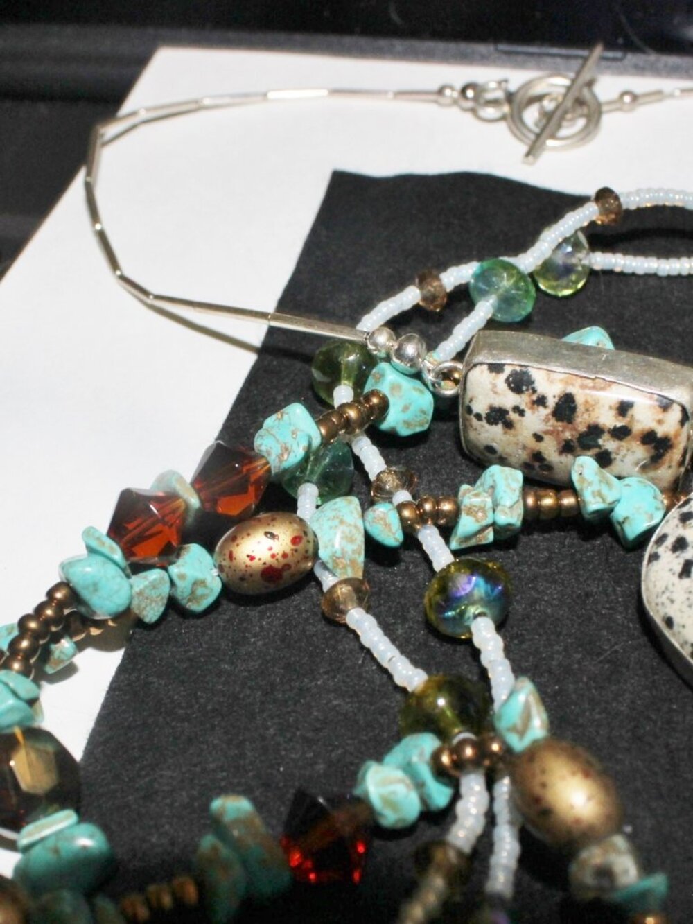205 Grams of Turquoise Tigers Eye Nature Stone Beads Necklace 925 Sterling Lot - Picture 5 of 7